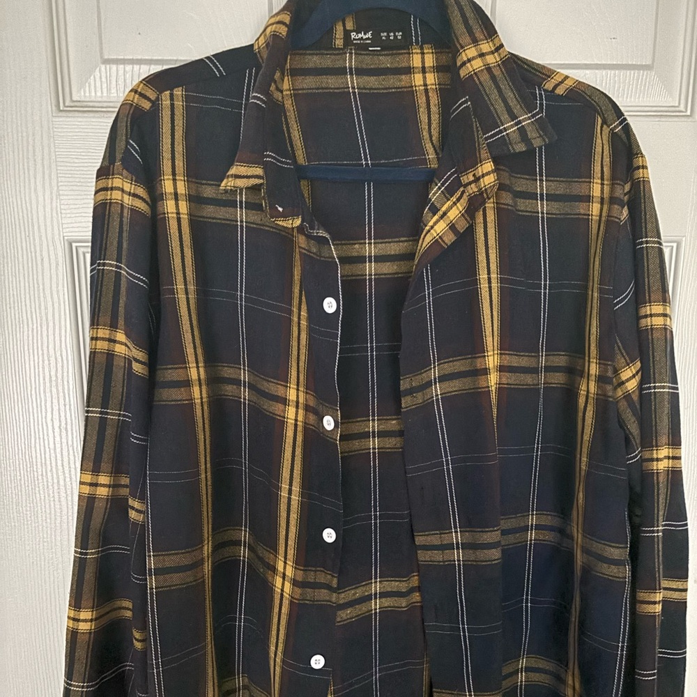 ROMWE Black and Yellow Plaid Men's Shirt
